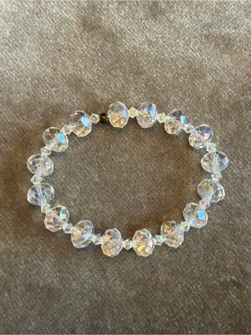 Handmade Crystal Aurora Faceted Bead Stretch Bracelet - Clear